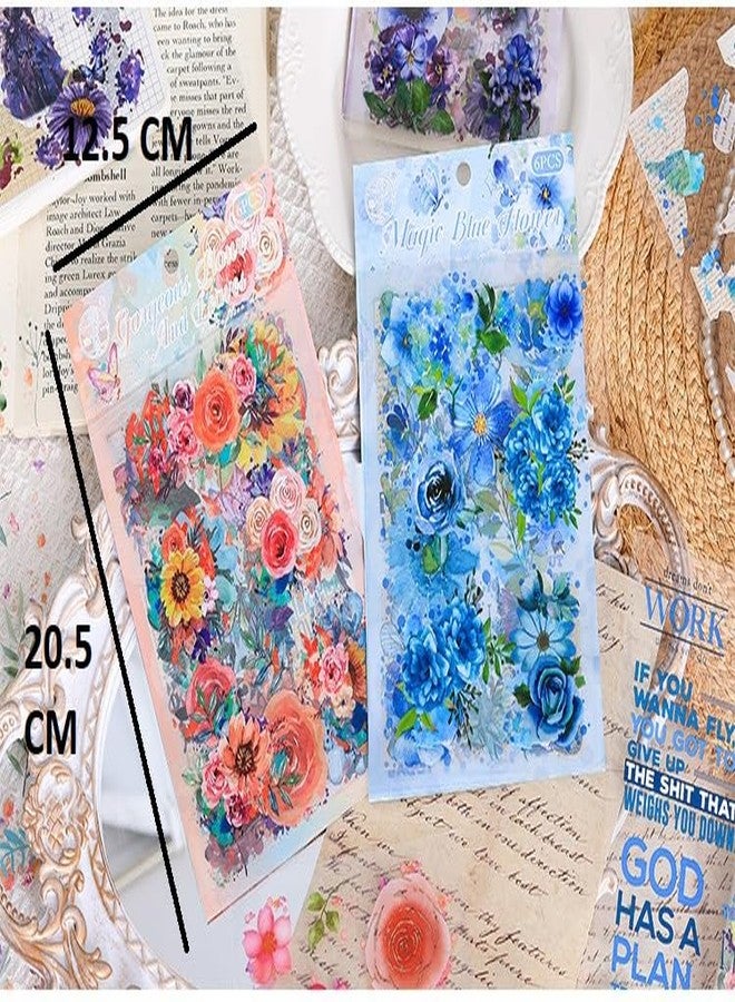 SAMVARDHAN Waterproof Floral Sticker Set - 36 Sheets, PET Material, Motivational Text,Decorative Flower & Butterfly Stickers for Scrapbooking, Journaling, DIY Crafts, Pack of 6 - Image 2